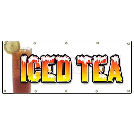 Signmission Iced Tea Banner Heavy Duty 13 Oz Vinyl with Grommets Single Sided B-120 Iced Tea